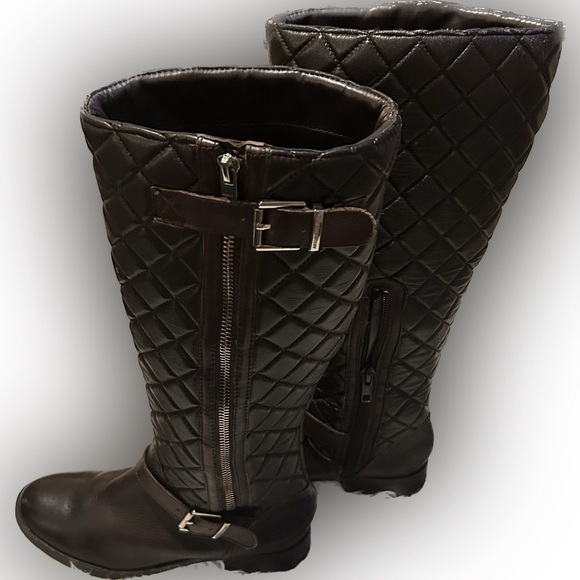 Arturo Chiang Quilted Leather Boot size 6 M quilted brown Excellent Cond  S28 - Picture 1 of 12
